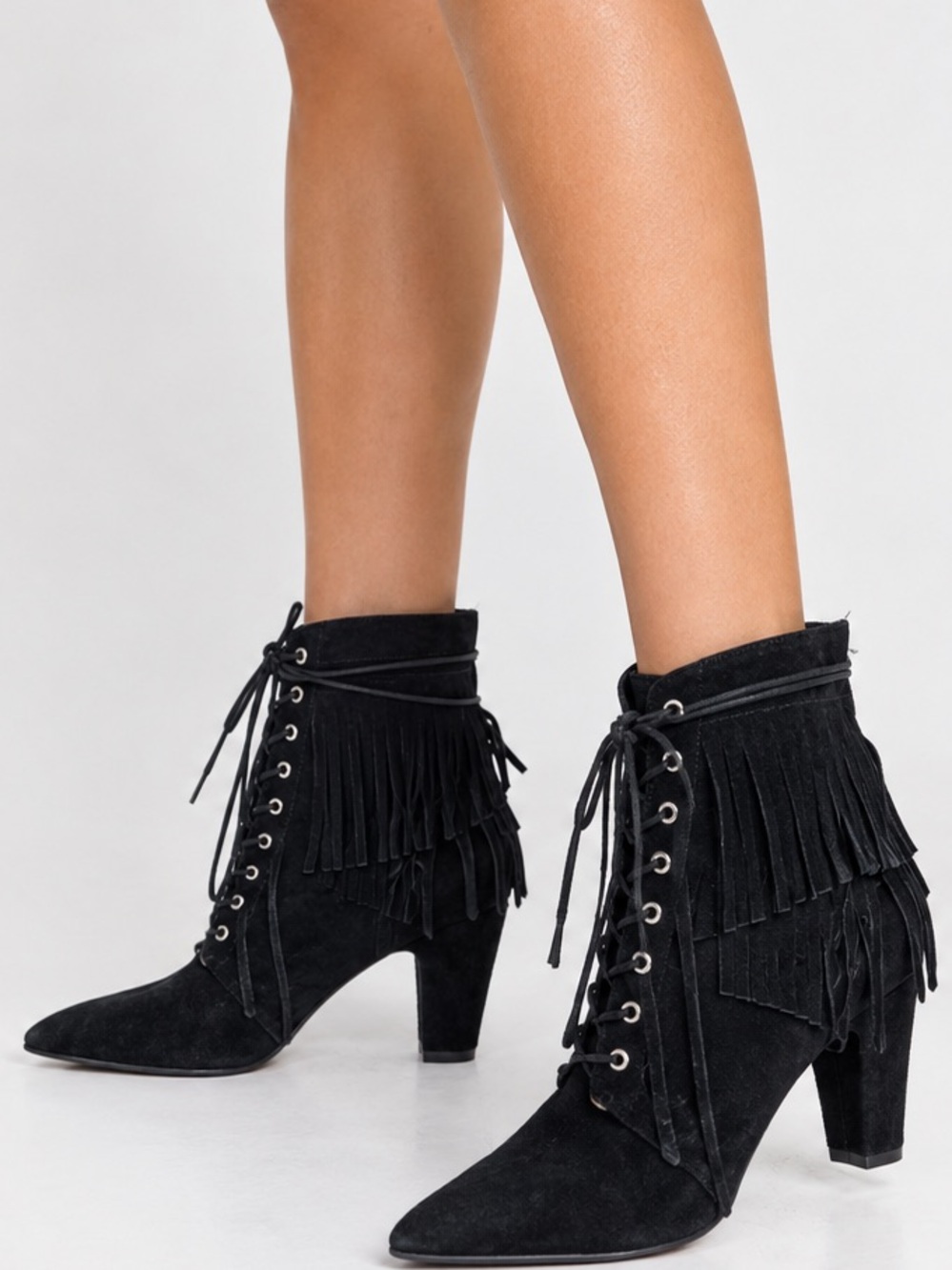 NEW Maje suede ankle fringe booties